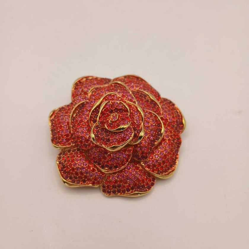 Joan Rivers Red Rose Brooch