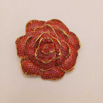 Joan Rivers Red Rose Brooch