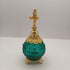 Perfume Bottle: Green Glass Hobnail Gold Ballerina