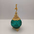 Perfume Bottle: Green Glass Hobnail Gold Ballerina