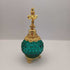 Perfume Bottle: Green Glass Hobnail Gold Ballerina