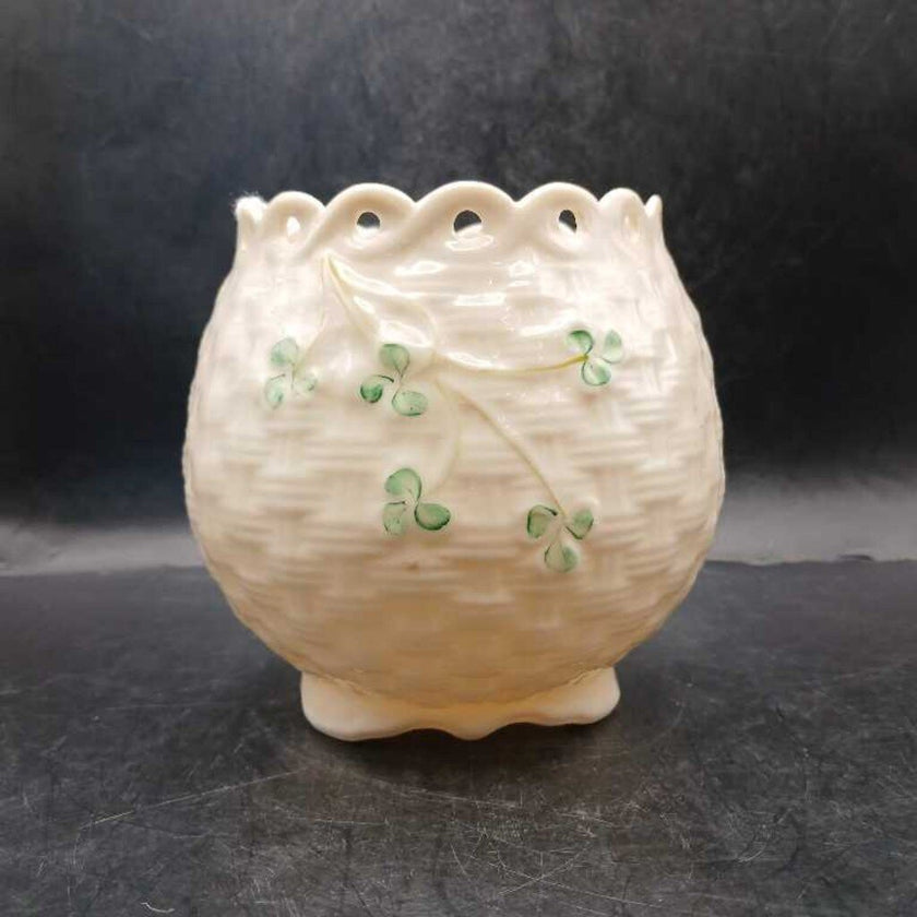 Belleek Shamrock Rose Bowl Vase from Ireland