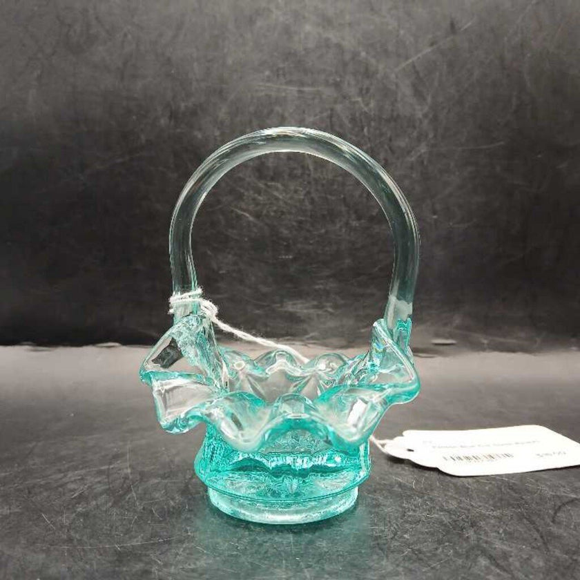 Fenton Blue Cut Glass Basket