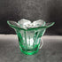 Green Tulip Shaped Cut Glass Bowl CHIPPED