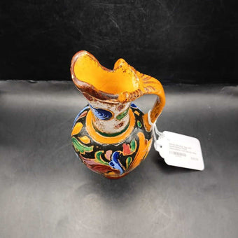 Deruta Majolica Jug with Hand Painted Floral Decorations from Deruta, Italy