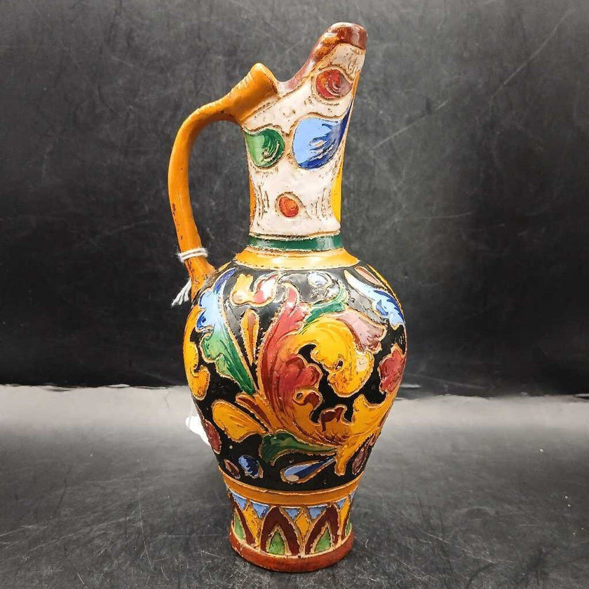 Deruta Majolica Jug with Hand Painted Floral Decorations from Deruta, Italy