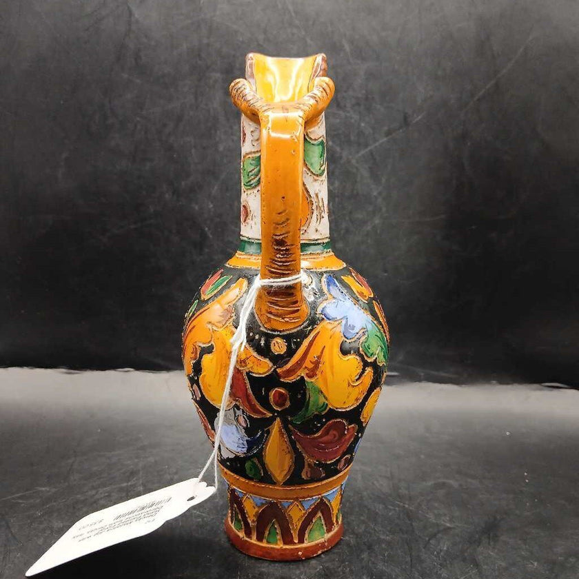 Deruta Majolica Jug with Hand Painted Floral Decorations from Deruta, Italy