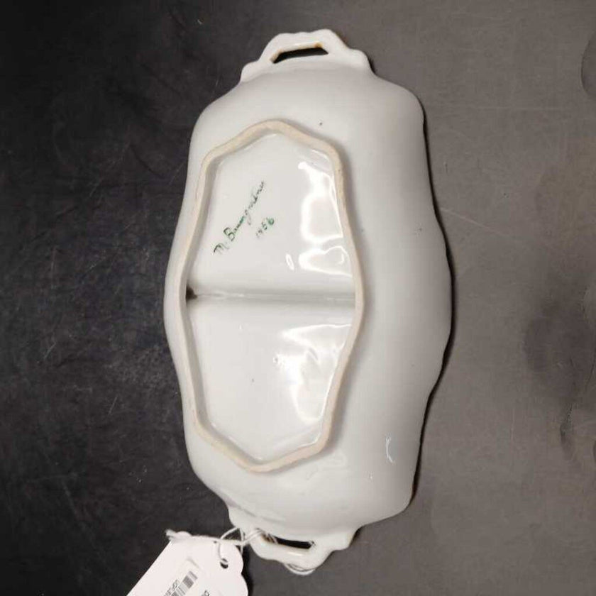 Vintage China Divided Candy Dish (Mint Green and Daisies)