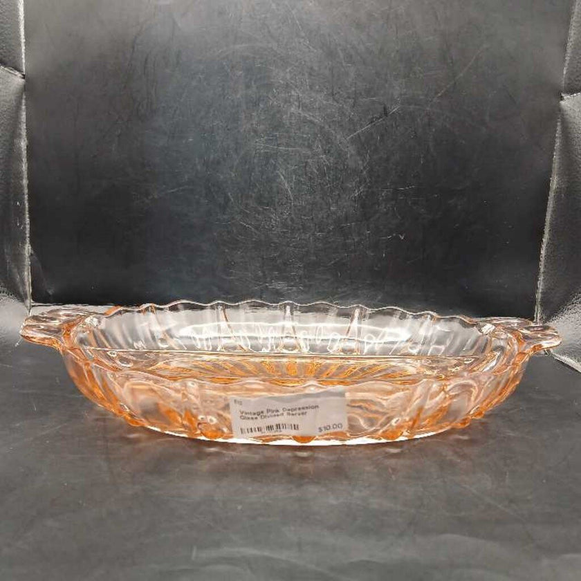 Vintage Pink Depression Glass Divided Server
