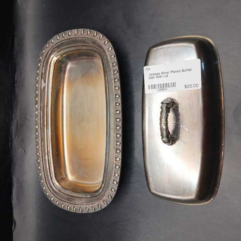 Vintage Silver Plated Butter Dish with Lid