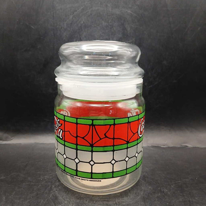 Vintage 1999 Coca-Cola Logo Stained Glass Look Canister Candy Jar With Lid