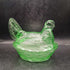 Vintage Clear Green Glass Hen on Nest