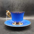 Antique German Cobalt Blue Porcelain Teacup and Saucer Set Circa late 1800s