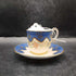 Royal Worchester Teacup and Saucer Set Made in England (Blue with Gold Trim and Flowers)