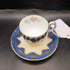 Royal Worchester Teacup and Saucer Set Made in England (Blue with Gold Trim and Flowers)