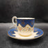Royal Worchester Teacup and Saucer Set Made in England (Blue with Gold Trim and Flowers)