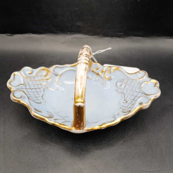 Corbin Comforts Blue with Gold Trim Ceramic Basket