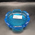 Vintage Blue Glass Ashtray with a Pebbled Texture and Flower Shape