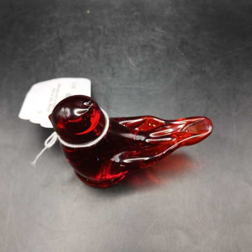 Vintage Titan Art Glass Cardinal of Love Paperweight