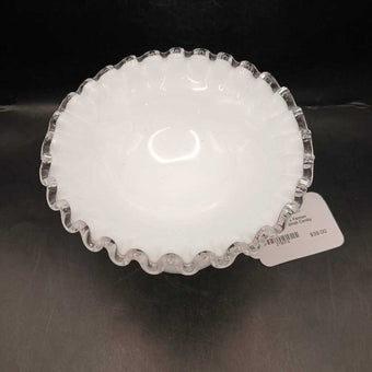 Vintage Milkglass Fenton White Ruffled Small Candy Dish