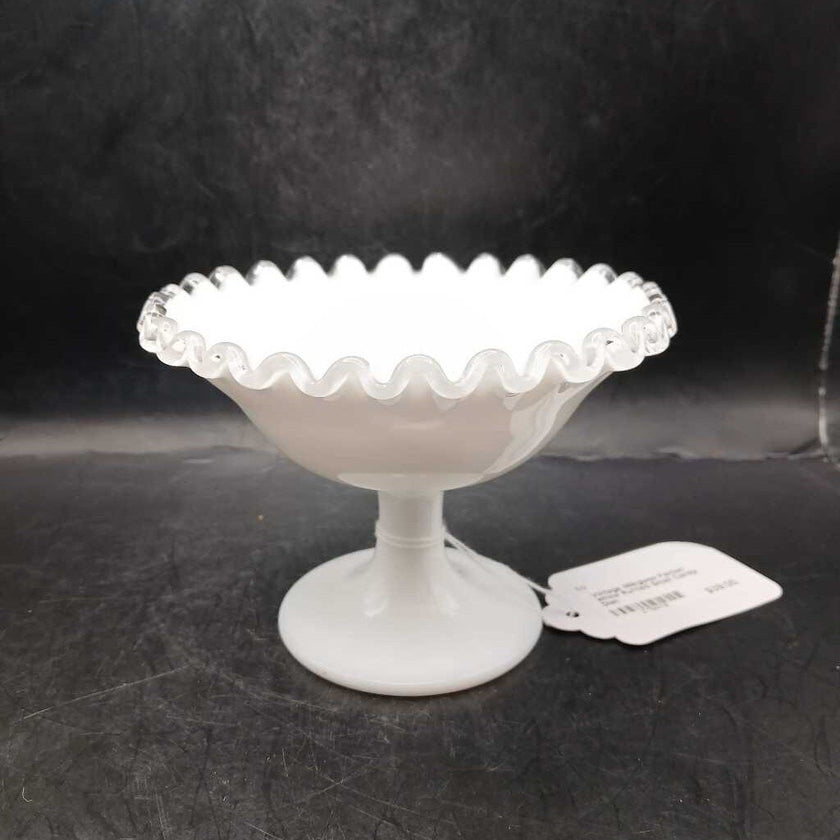 Vintage Milkglass Fenton White Ruffled Small Candy Dish