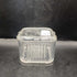 Vintage Federal Glass Square Refridgerator Dish with Vegetable Themed Lid and Ribbed Sides