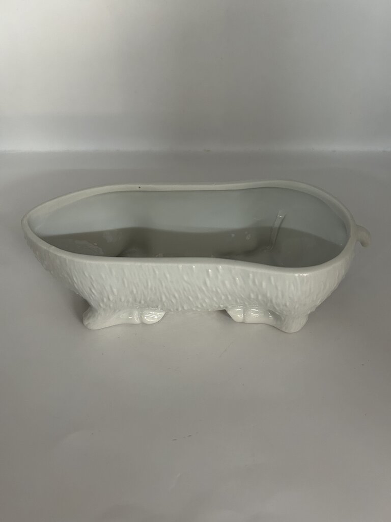 Vintage Mottahedeh Covered Porcelain White Goat with horns Trinket Box