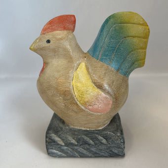 Vintage carved and painted wooden Rooster Figurine