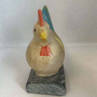 Vintage carved and painted wooden Rooster Figurine