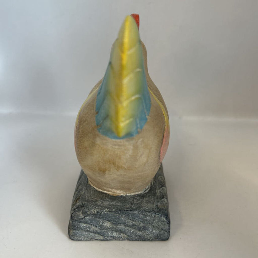 Vintage carved and painted wooden Rooster Figurine