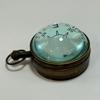 Antique Brass Domed Glass Tabletop Compass
