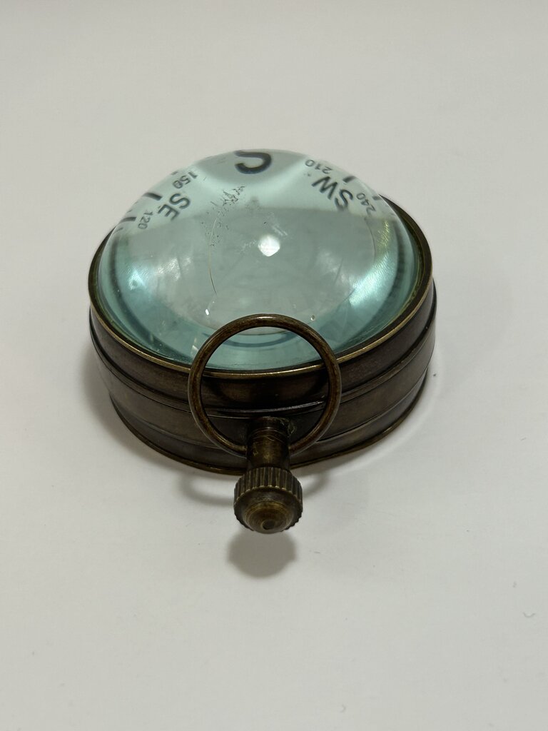 Antique Brass Domed Glass Tabletop Compass