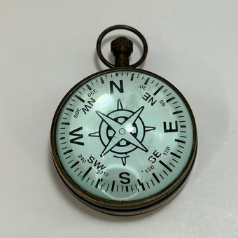 Antique Brass Domed Glass Tabletop Compass