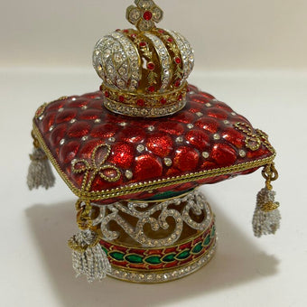 Harrah's Hinged Enamel Rhinestone Trinket Box