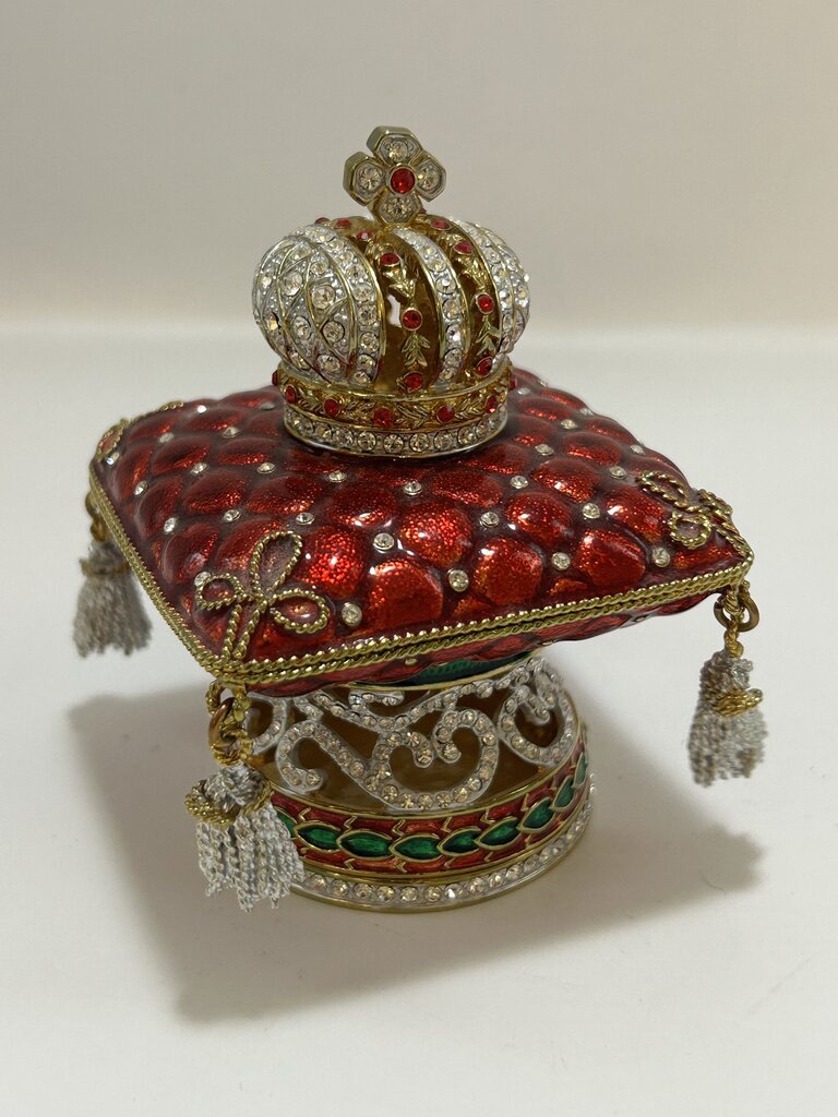 Harrah's Hinged Enamel Rhinestone Trinket Box