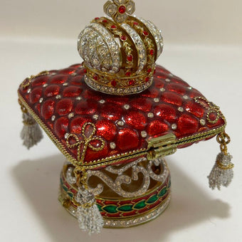 Harrah's Hinged Enamel Rhinestone Trinket Box
