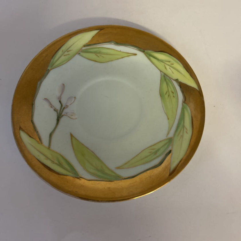 Antique Ott & Brewer Belleek-style Demitasse Teacup & Saucer