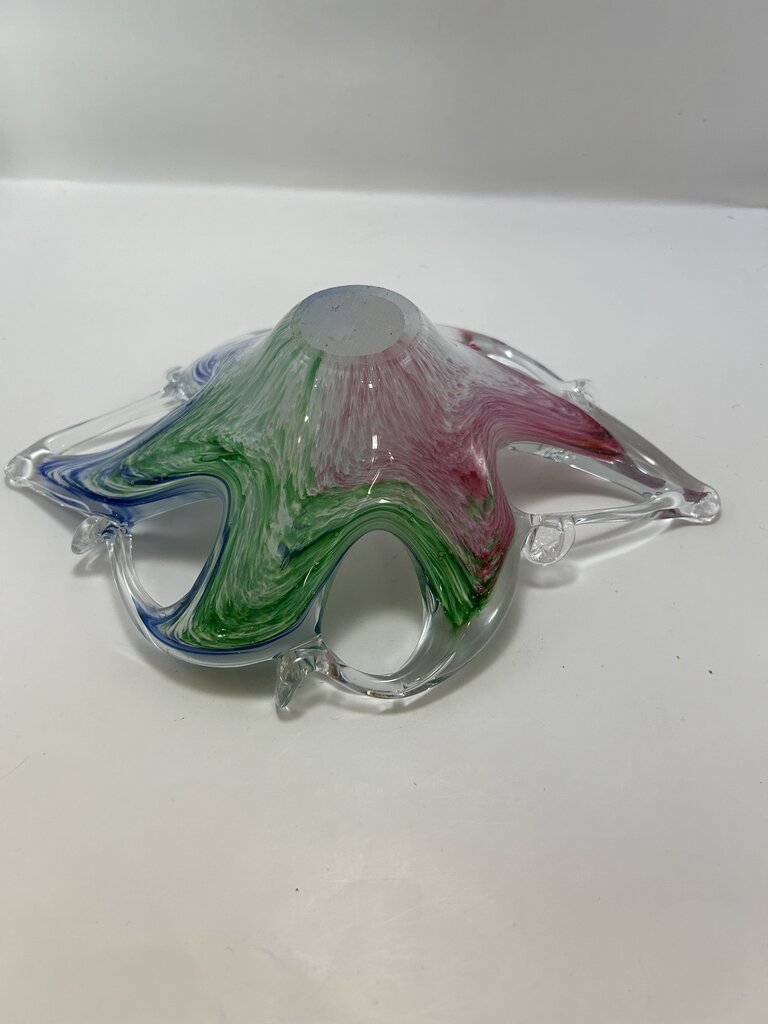Murano Art Glass Starfish Pink/Blue/Green Bowl