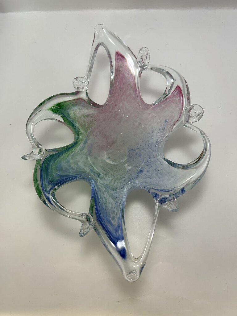 Murano Art Glass Starfish Pink/Blue/Green Bowl