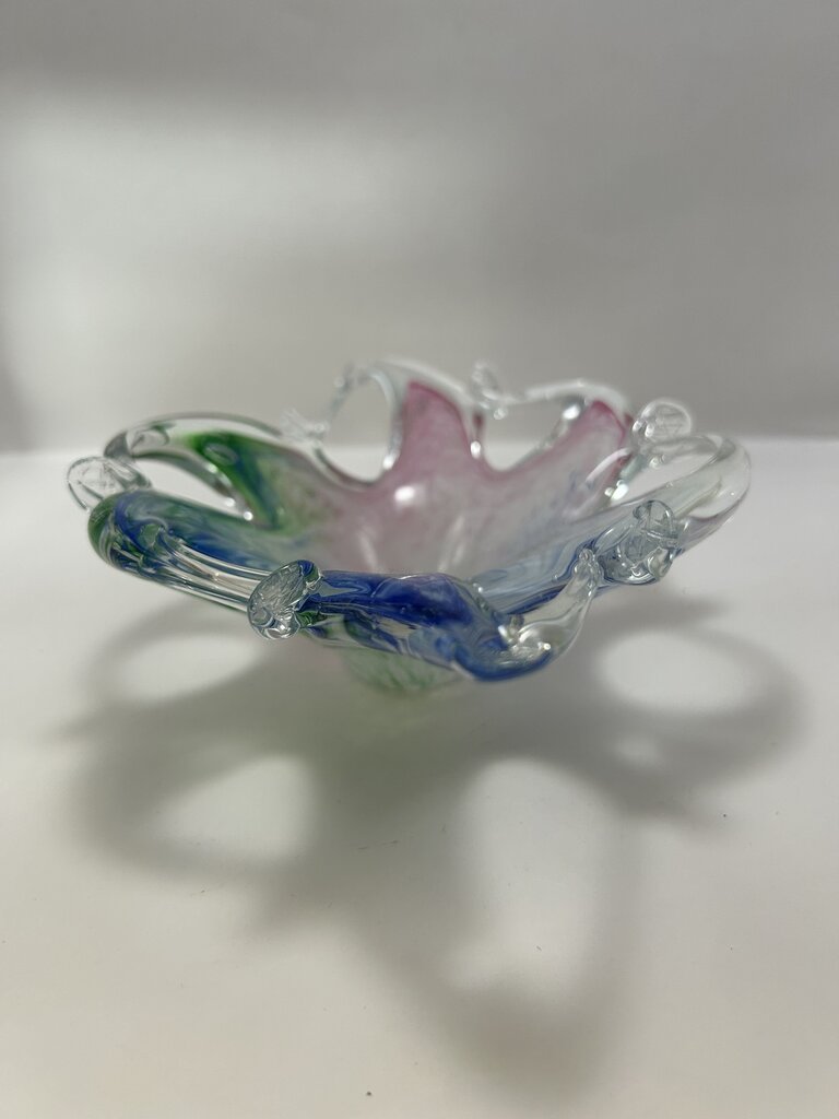 Murano Art Glass Starfish Pink/Blue/Green Bowl