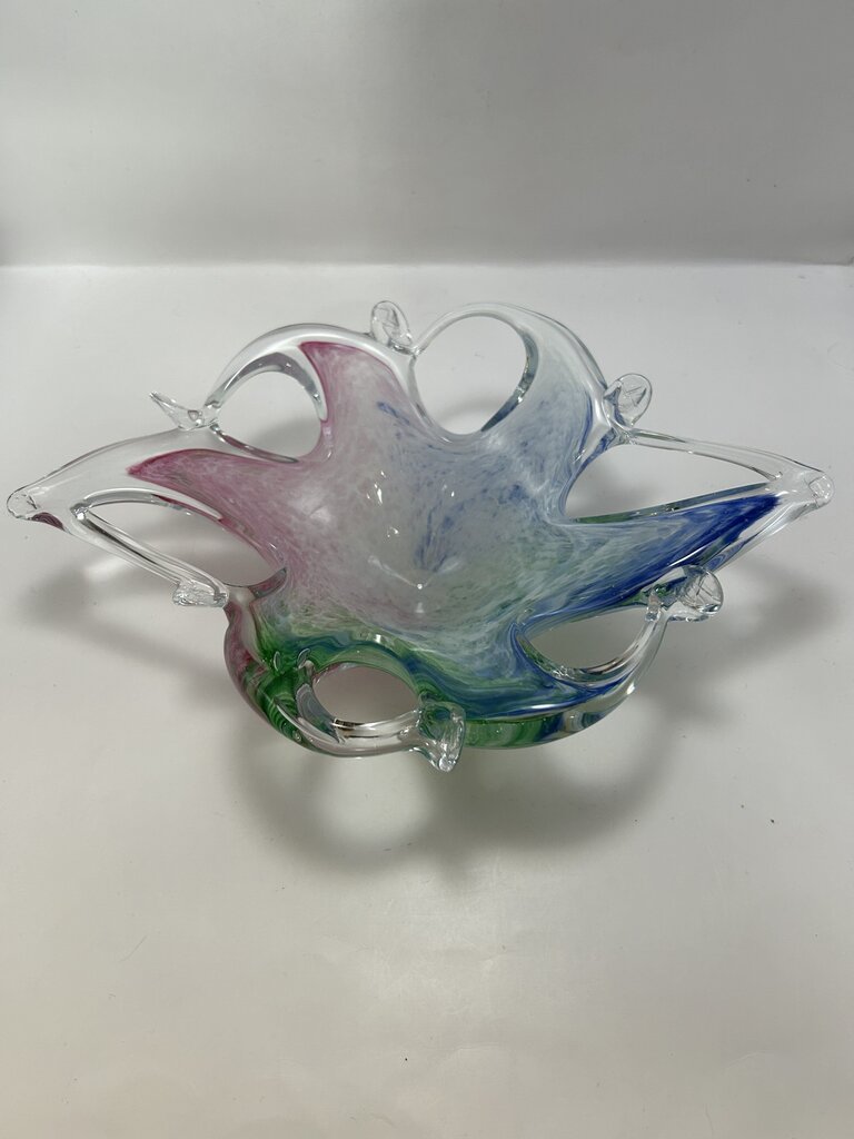 Murano Art Glass Starfish Pink/Blue/Green Bowl