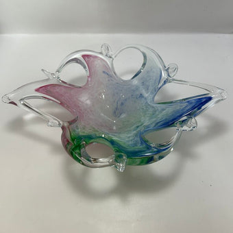 3904 Murano Art Glass Starfish Pink/Blue/Green Bowl