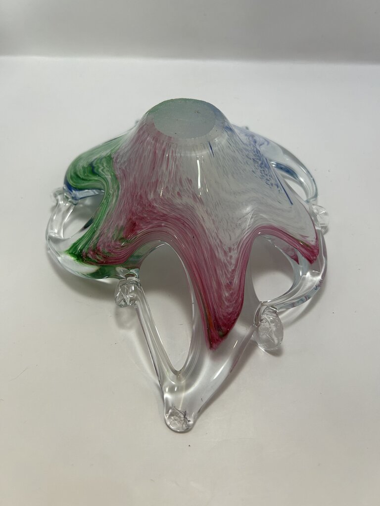Murano Art Glass Starfish Pink/Blue/Green Bowl
