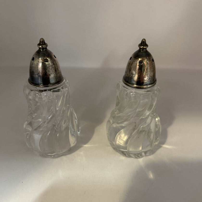 Swirl Salt & Pepper Shakers, Silver Plated