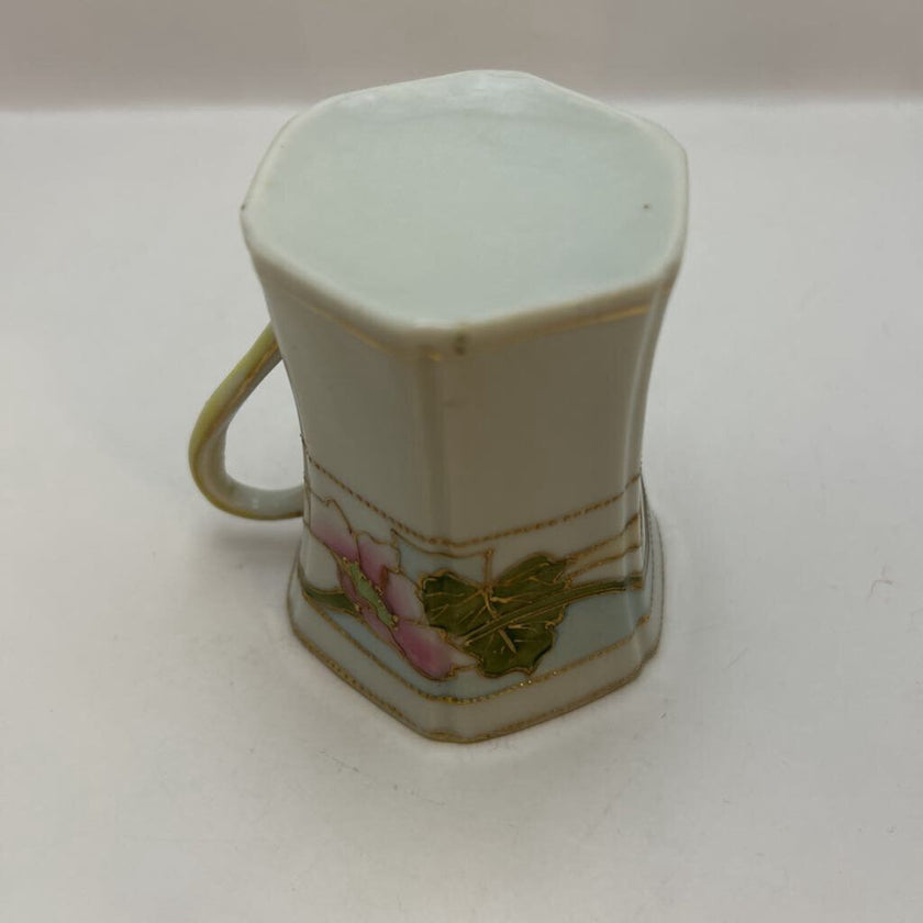 Antique Nippon Hand-painted Demitasse Cup & Saucer with Floral Motifs