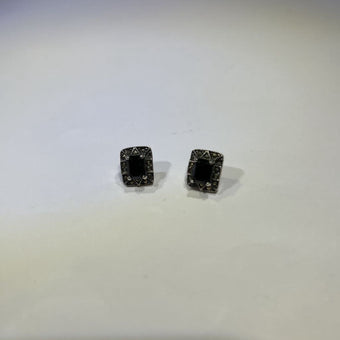Vintage 925 Sterling Silver Marcasite & Black Onyx stone