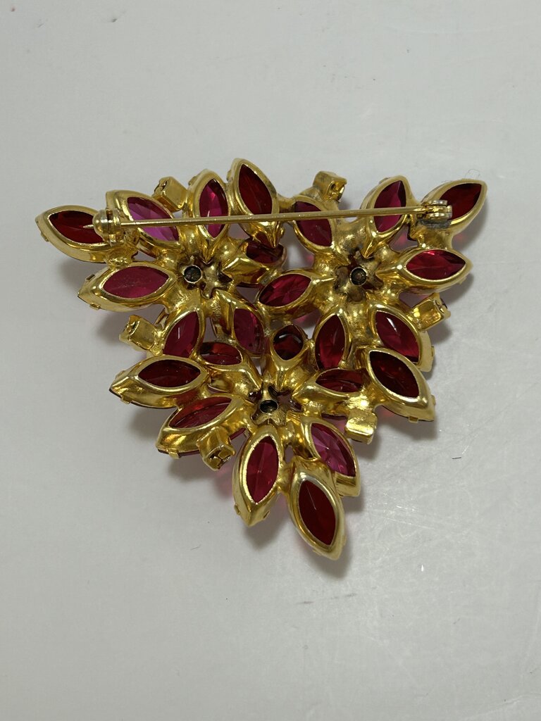 Vintage Juliana Delizza Elster Navette Flower Rhinestone Brooch