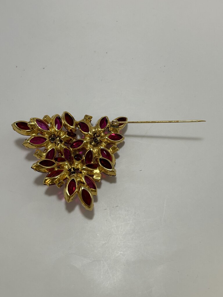 Vintage Juliana Delizza Elster Navette Flower Rhinestone Brooch
