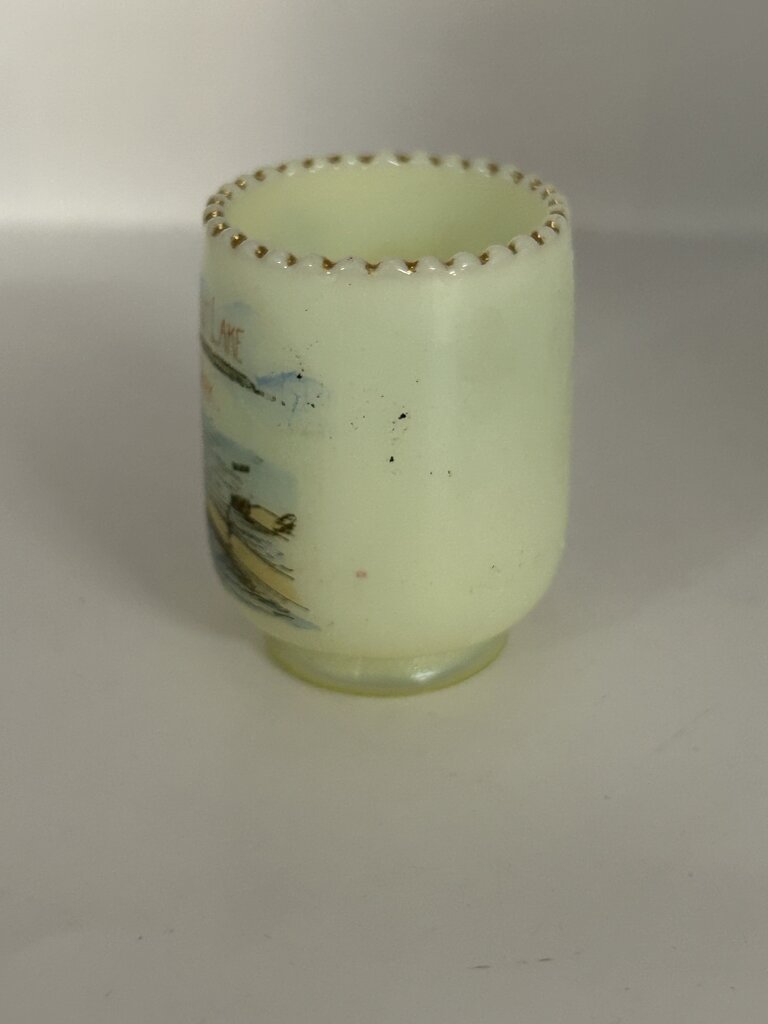 Vintage Hand-painted Custard Glass Souvenir of Conneaut Lake Exposition