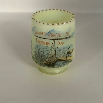 Vintage Hand-painted Custard Glass Souvenir of Conneaut Lake Exposition